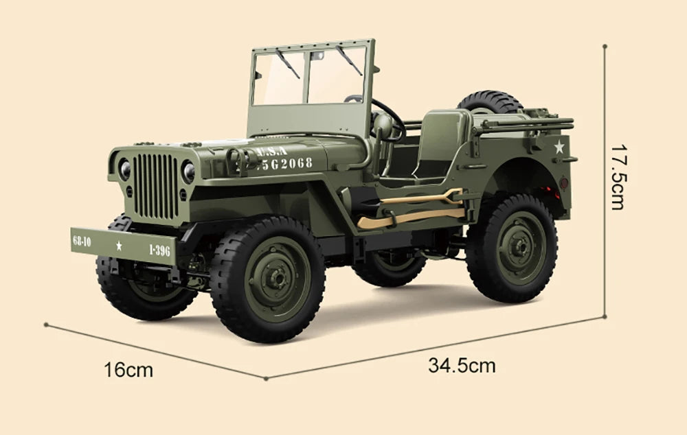 JJRC C8815 RC Car 1/10 WILLYS 1941 4WD RTR RC Crawler 2.4G Remote Control Car Off-road Climbing Military RC Truck Toys Gift