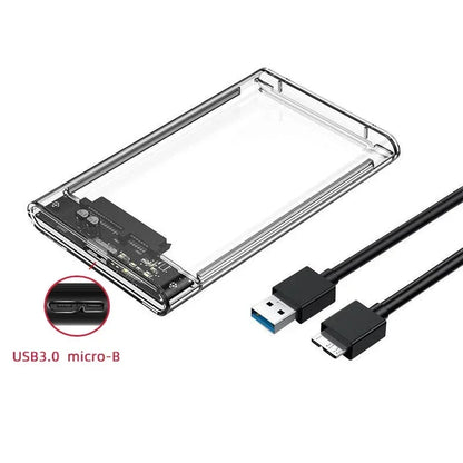 USB 3.0/Type C External Hard Drive Enclosure 2.5 Inch SATA to USB3.0 UASP Clear Portable Hard Drive Case HDD Tool-Free