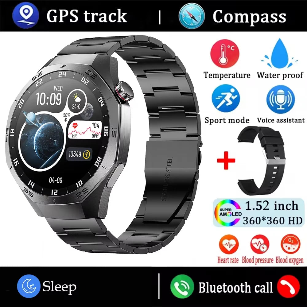 New GT5 Pro Sport Smart Watch Men HD AMOLED Screen GPS Motion Trajectory Heart Rate Bluetooth Call 1.52" NFC SmartWatch IP68+box