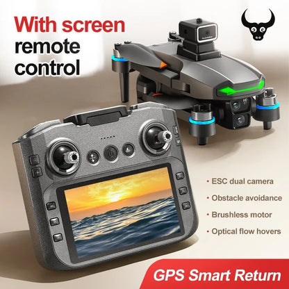 SHOU601PROMAX With Screen GPS Drone Aerial 8K HD Professional Quadcopter Obstacle Avoidance Brushless Remote Control Aircraft