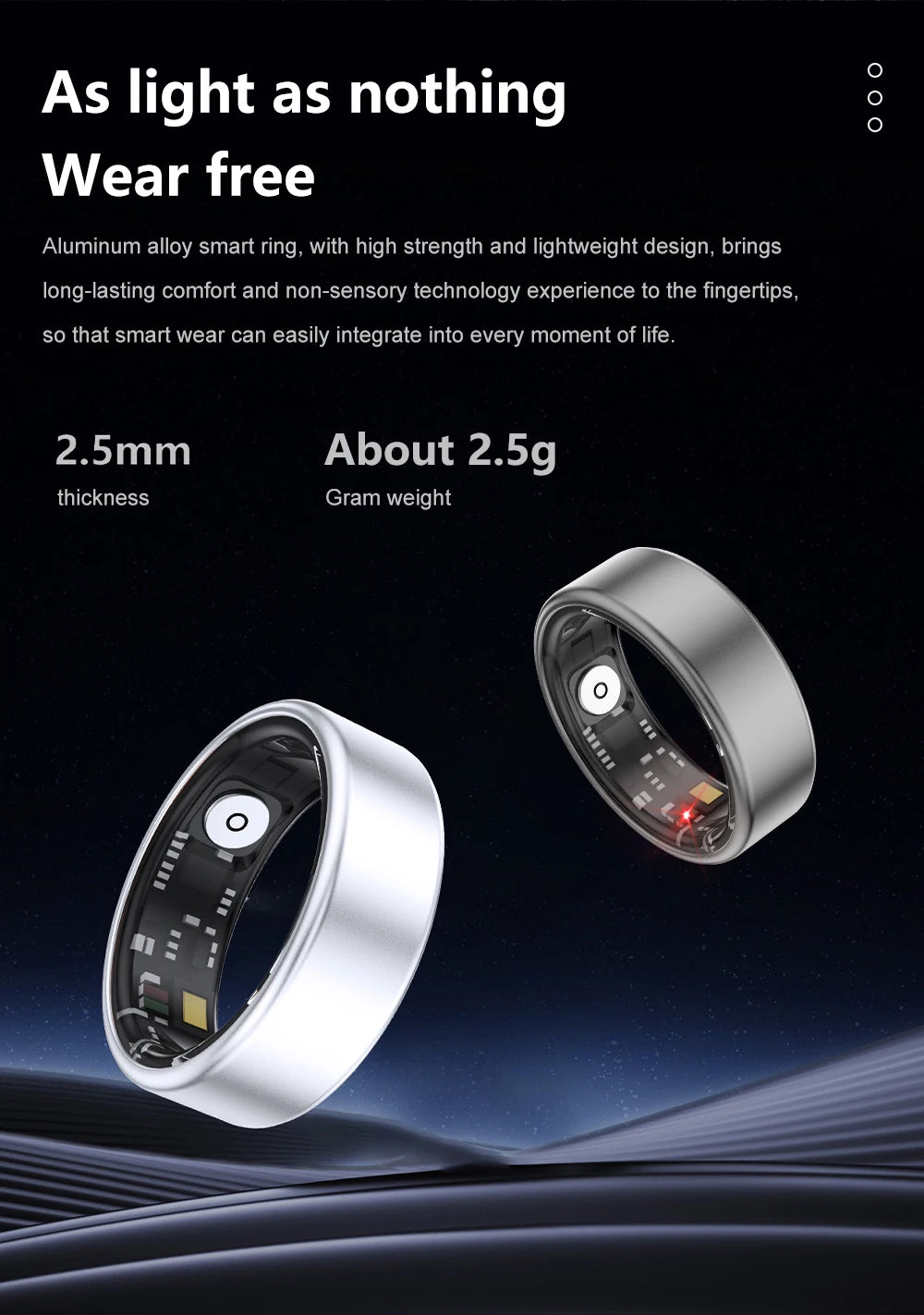 Smart Ring with Long Battery Life Lightweight Design Health Tracking Heart Rate and Blood Oxygen Monitoring Sleep Recording