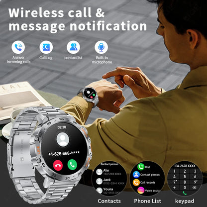 2025 Smart Watch Men 360*360 AMOLED HD Screen Waterproof Sports Fitness Watches Flashlight New Men Smartwatch For Andrio IOS