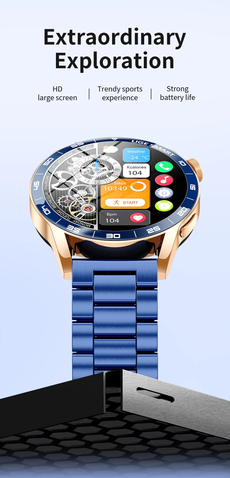 LIGE 2025 New Fashion Smart Watch Men HD Screen Sport Fitness Heart Rate Monitor Bluetooth Call IP68 Waterproof Smartwatch Women