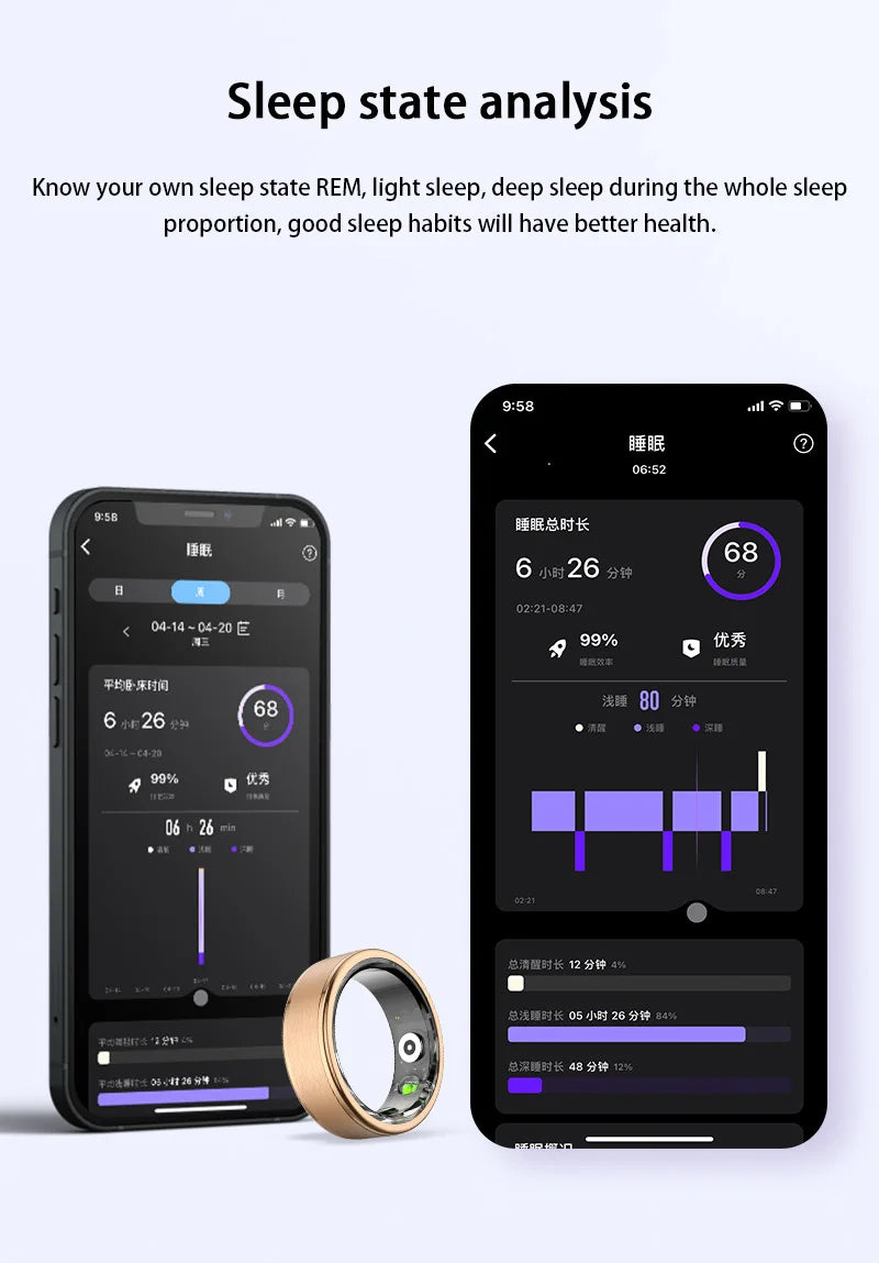 Xiaomi MIJIA Smart Ring With Charging Case Health Monitor Sleep Distance Calories IP68&5ATM Waterproof Multi-sport Men Women NEW