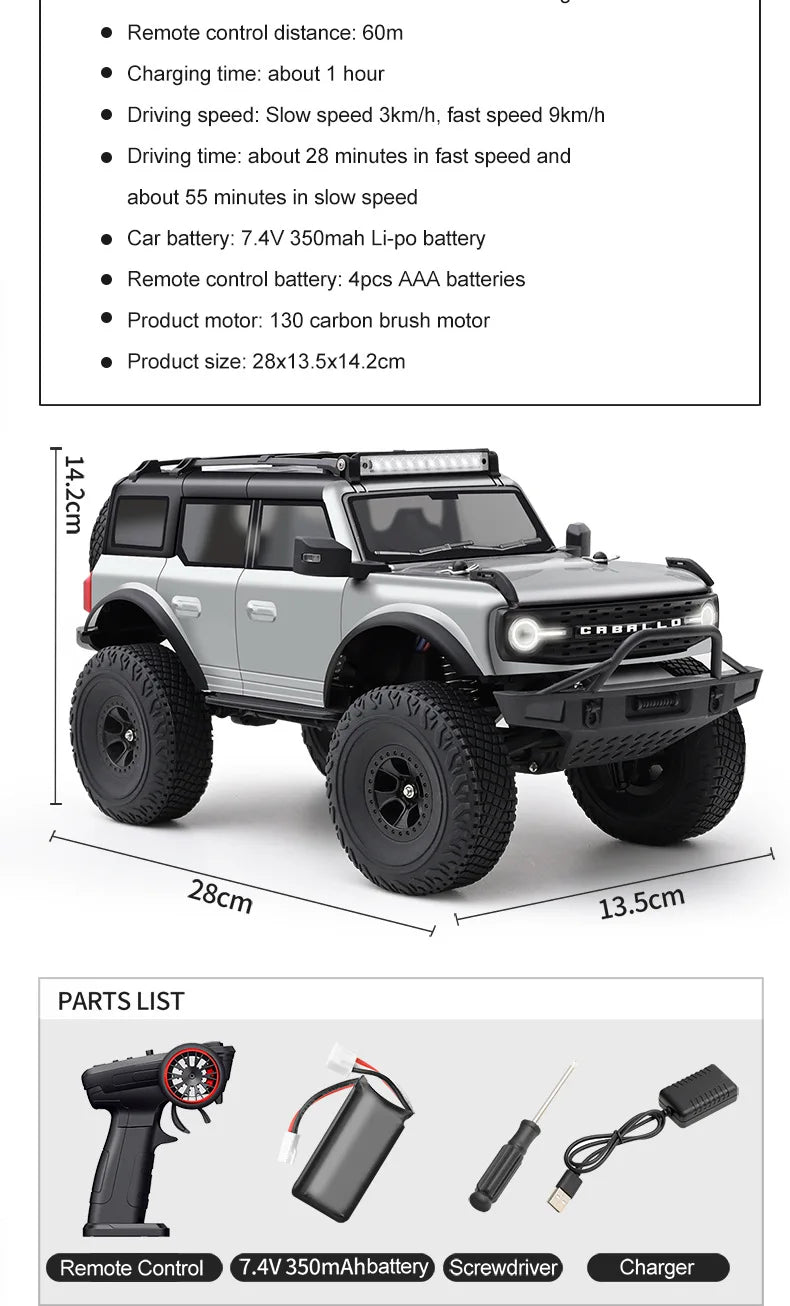 Wltoys New 1:18 Electric Four-Wheel Drive Climbing Car Remote Control Horse Model Toy For Children RC Car Toy