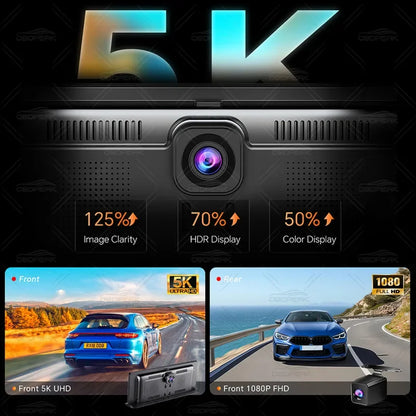 Dash Cam 5K Front Rear Car Camera Wireless CarPlay & Android Auto  WiFi GPS 11.3" Touch Screen GPS Navigation Night Vision DVR