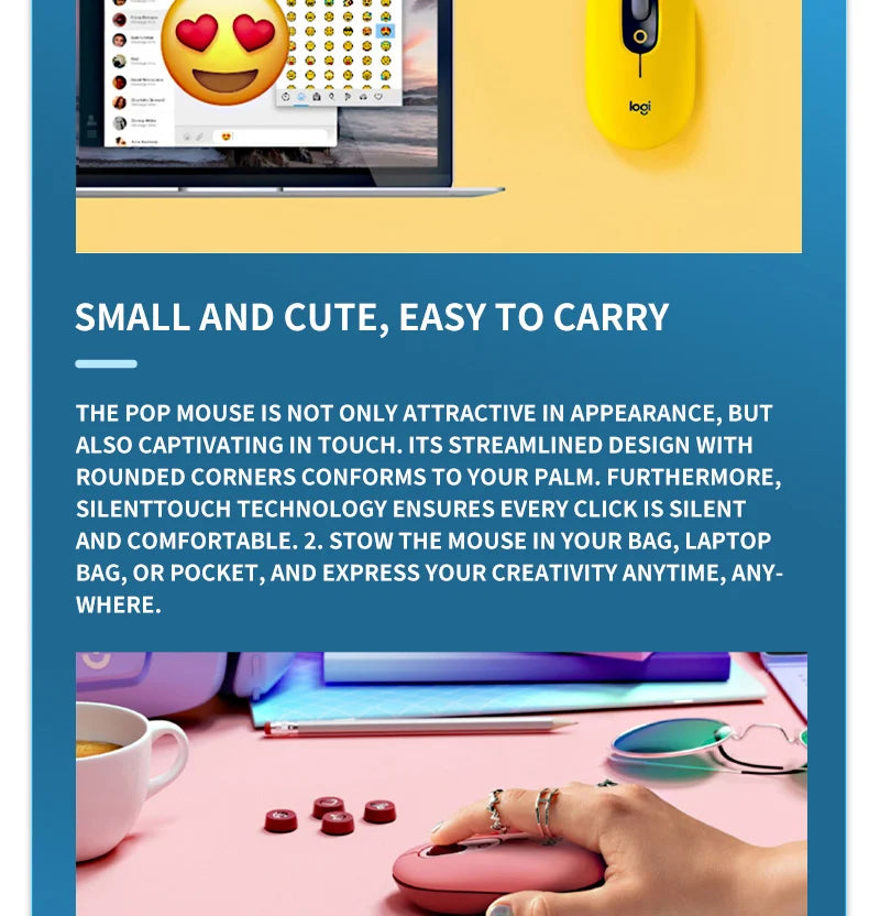 Logitech M350 POP MOUSE Wireless Bluetooth Mouse Girls Small Cute Computer iPad Office Home Notebook