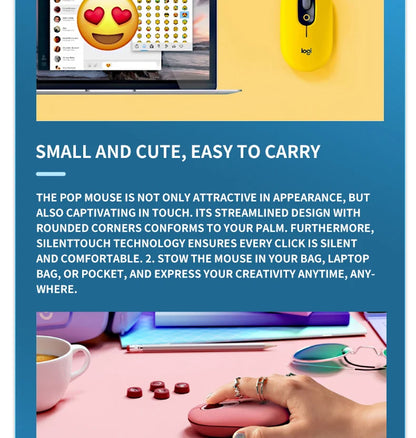 Logitech M350 POP MOUSE Wireless Bluetooth Mouse Girls Small Cute Computer iPad Office Home Notebook