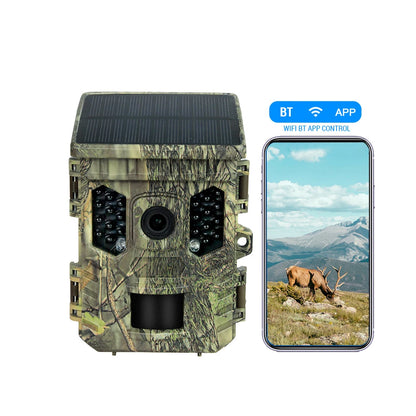 Wildlife Camera Solar Energy Trail Cam 4K with 1080P Night Vision Waterproof BT WiFi APP 16MP Game Camera with Motion Activation