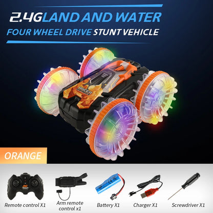 New RC Stunt Amphibious Stunt Off-road Electric Remote Control Vehicle Double-sided Tumbling Car Children's Lighting Toys Gifts
