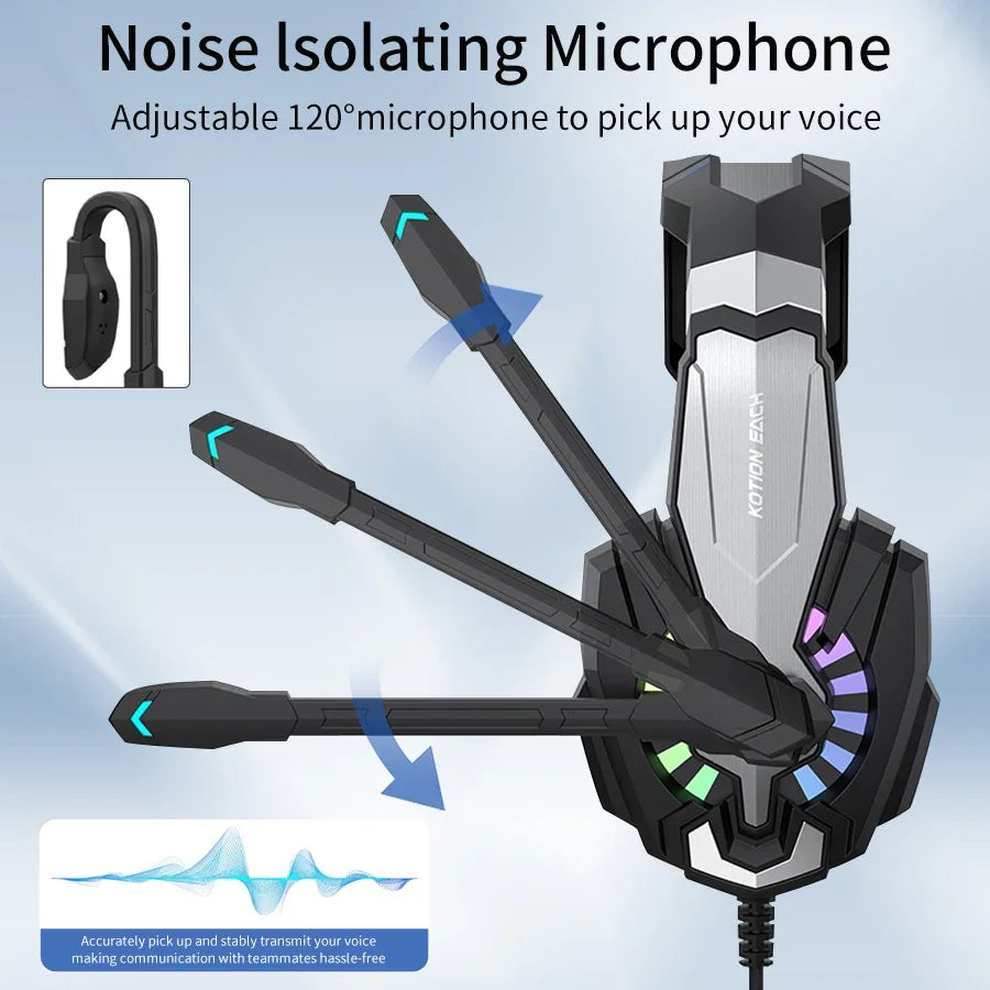 Gaming Headpset Headphone 3.5mm Wired Gaming Headset Earphones Noise Cancelling Stereo Sound With Mic For PC PS4 PS5 Xbox Bass