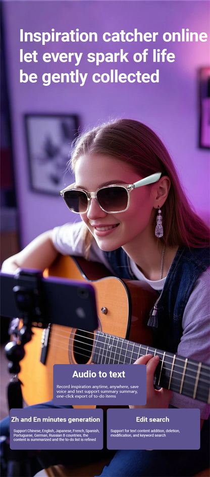 LIGE New Smart Glasses Women Men AI Intelligent Translation 100 Language UV Protection Sunglasses Driving Wireless Music Eyewear