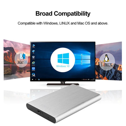 2.5 Inch Portable Hard Drive USB 3.0 External Hard Drive 1TB Metal External Hard Disk Plug and Play for Macbook Tablet Computer