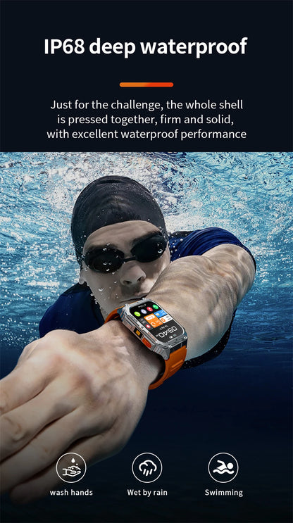 LIGE 1.91-inch Screen Men Smart Watch Led Lighting IP68 Waterproof Watch Outdoor Sport Health Monitor Smartwatch For Android IOS