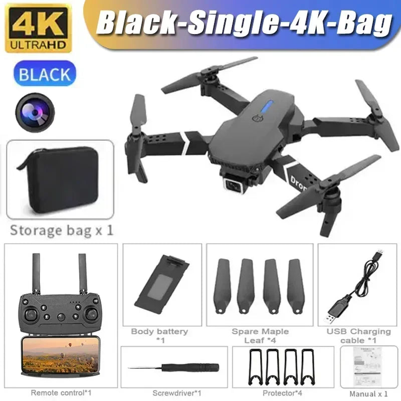 2025 E88 Professional Wide Angle RC Dron HD 4K Camera Mode Foldable Helicopter Aircraft Quadcopter Drone Kid Gift Toys ﻿