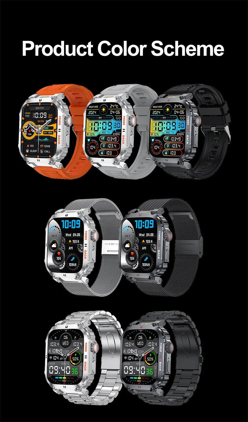 Men's Outdoor Sports Bluetooth Call Smart Watch 1.91 Inch Full Screen Touch Flashlight 110+ Sport Mode Smartwatch 2025 New