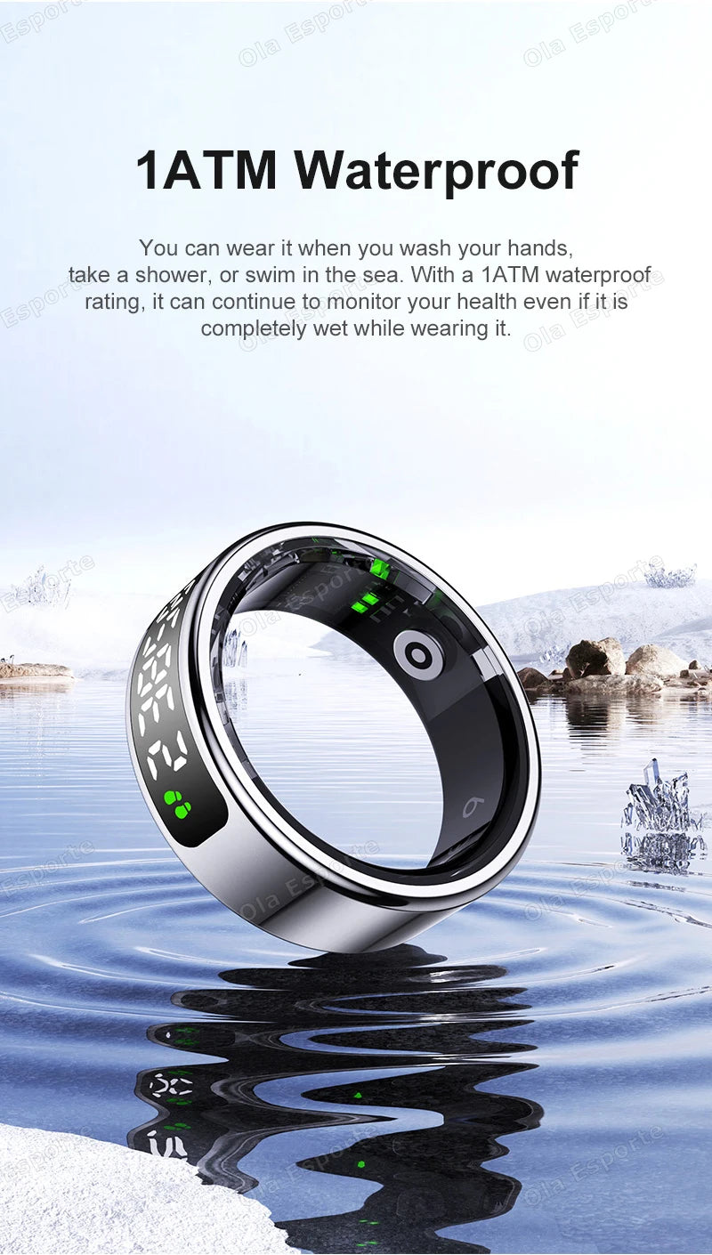 New Smart Ring Men Women Display Screen Gesture Swipe Video Smartring Waterproof Heart Rate Sleep Monitor Rings For Android IOS