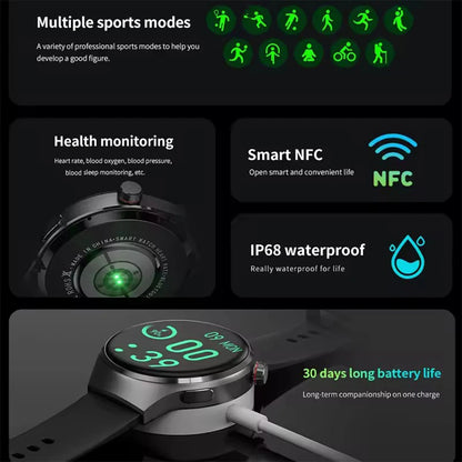 2025 New Men Smart Watch NFC Watch S10 Pro GPS 360*360 HD Screen AMOLED Heart rate BT Call Health Monitoring Women Smartwatches