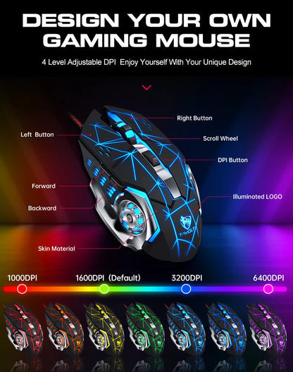 2 IN 1 Set USB Wired One Hand Mobile Gaming Keyboard And Mouse Combos