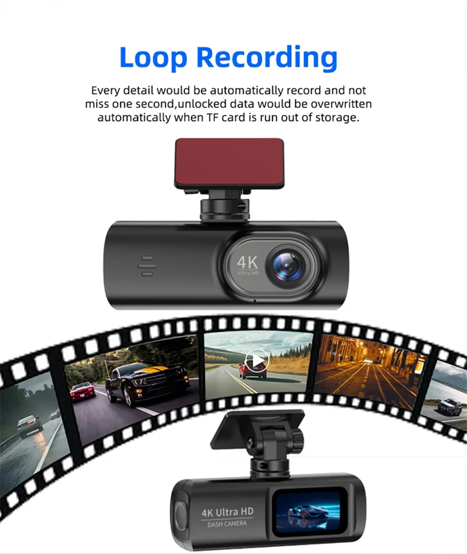 Dash Cam 4K WIFi GPS Front and Rear Night Vision Video Recorder HD 1080P Camera Auto System for car  Bicycles motorcycl summer