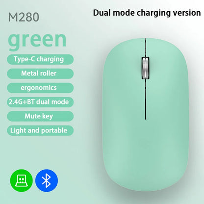 Xiaomi Bluetooth Wireless Mouse Dual Mode DPI Adjustable 2.4G Type-C Rechargeable Silent Ergonomic Morandi Portable Office Mouse