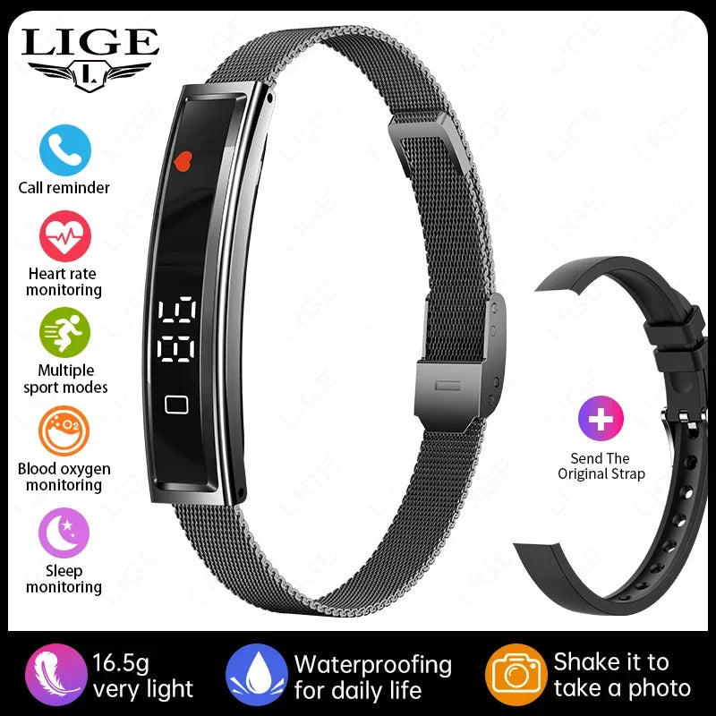 LIGE New Sport Fitness Tracker Smart Band Bracelet Heart Rate Blood Oxygen Sleep Monitor Pedometer Call Reminder Smartwatch 2025