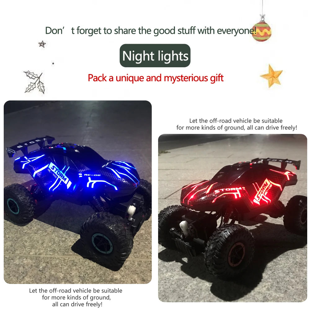 1:16 RC Car  2.4G Four Wheel Drive High-Speed Remote Control Drift Racing Car With LED Lights 4WD RC Car Model Toys for Boys Kid