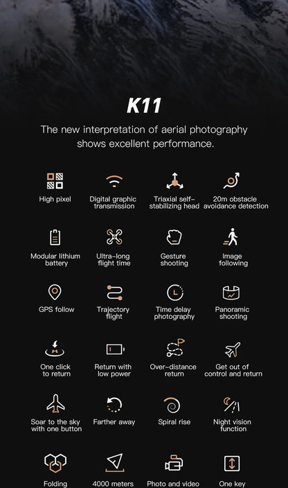 K11 Tubro Professional Drone With 8K Camera 3-Axis Gimbal Obstacle Avoidance Touch Screen FPV Drone Brushless GPS RC Quadcopter