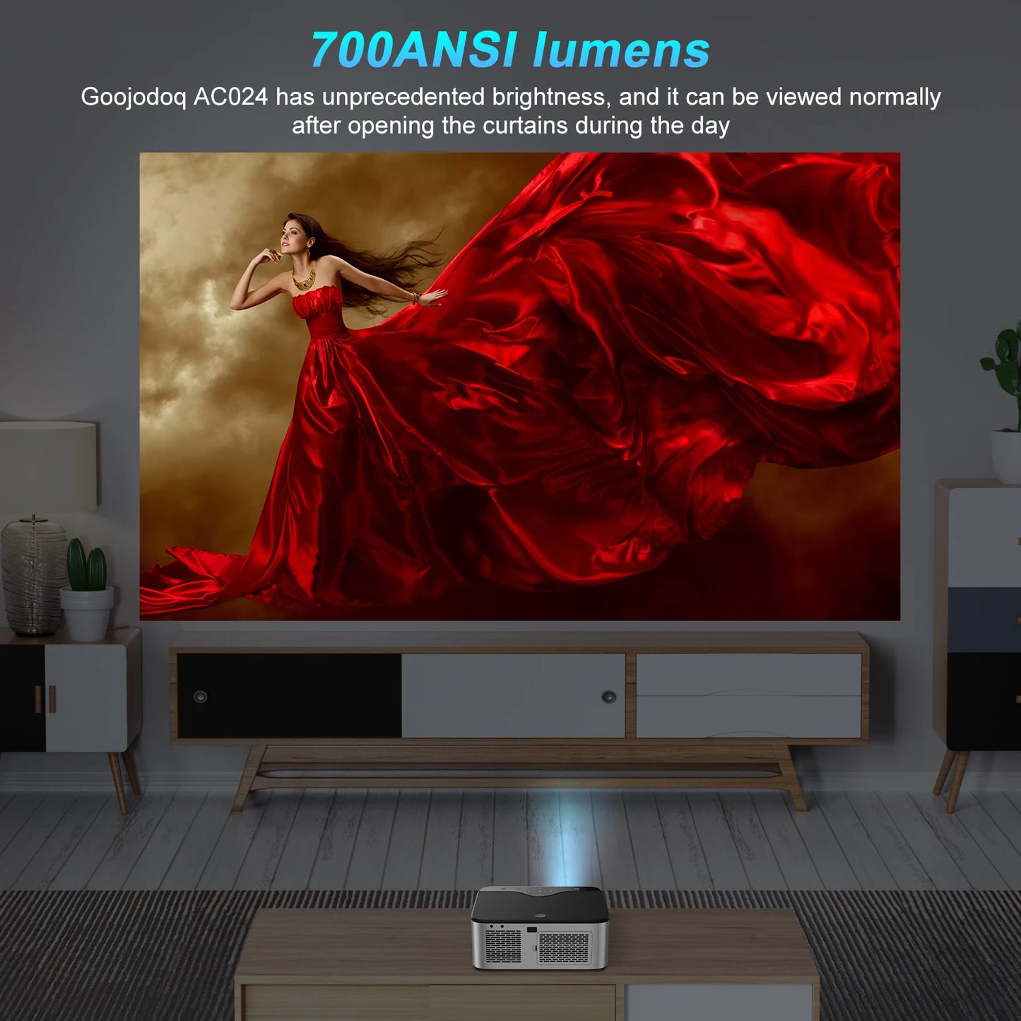 GOOJODOQ Full HD 1080P Projector 4K 8K 700ANSI 15500Lumens Android WiFi LED Video Movie Projector LED Home Theater Cinema Beamer