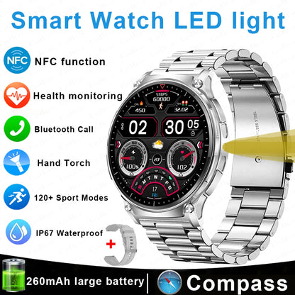 For Xiaomi New Smart Watch Men With LED Lights Outdoor GPS Motion Track Compass Waterproof Sports Watch Bluetooth Call 2024 New