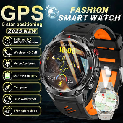 Built-in GPS Positioning Smart Watch Men 1.46 Inch HD Screen Compass 100+ Sport Mode 30M Waterproof Bluetooth Call Smartwatch