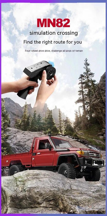 Rc Car MN82 1:12 Retro with LED Lights, Full Scale Analog LC79, Professional Four-wheel Drive Truck, Toy Truck Model RC