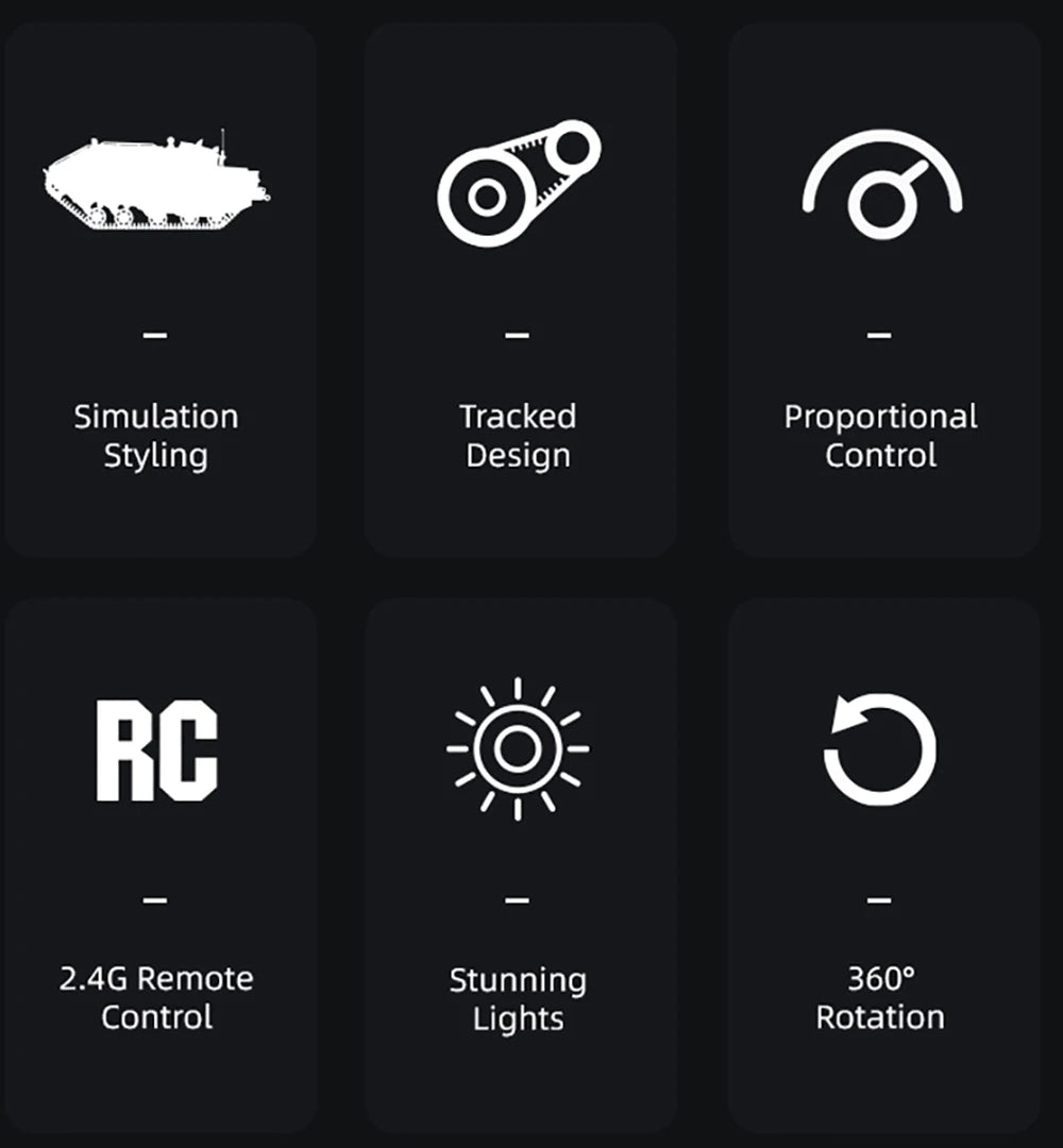 JJRC C8812 / C8812 MAX RC Car Full Scale Tracked Tank Simulation 2.4G Remote Control Car Drift LED Light Off-Road RC Toy As Gift