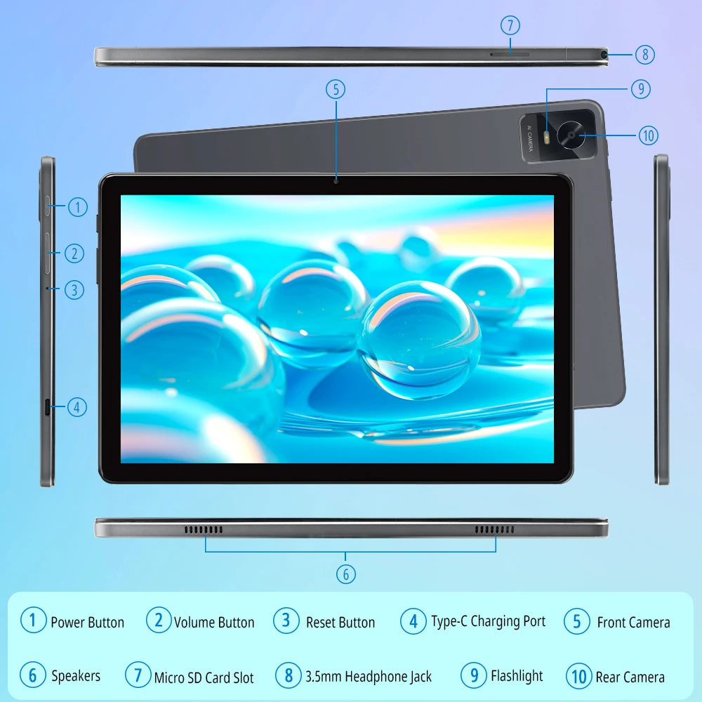 Tablet 10.1 Inch, 2025 Android 15 Tablets, 12GB+128GB, 1TB Expand, Widevine L1 Compatible Octa-Core Tablet with 6000mAh Battery