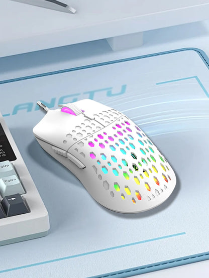 Wireless gaming mouse, dazzling colorful light effect, variable DPI, fashionable honeycomb perforated mouse