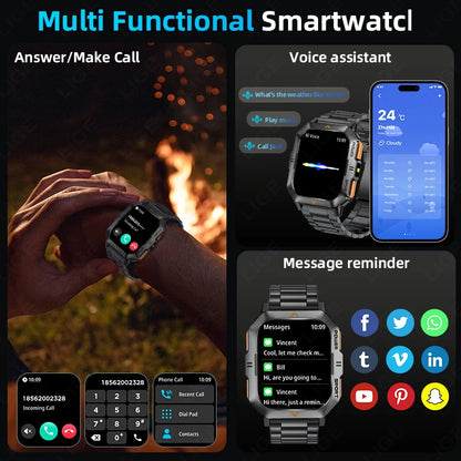 LIGE Outdoor Smart Watch For Men Women‘s Health 2.01’’ HD Screen 430mAh Battery LED Flashlight Waterproof Sports Smartwatches