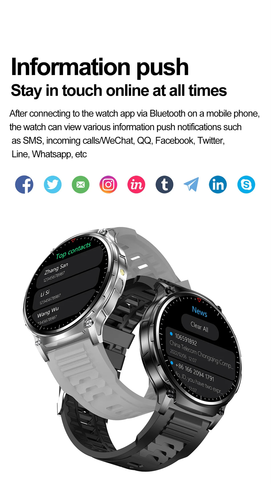 For Xiaomi New Smart Watch Men With LED Lights Outdoor GPS Motion Track Compass Waterproof Sports Watch Bluetooth Call 2024 New