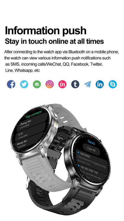 For Xiaomi New Smart Watch Men With LED Lights Outdoor GPS Motion Track Compass Waterproof Sports Watch Bluetooth Call 2024 New