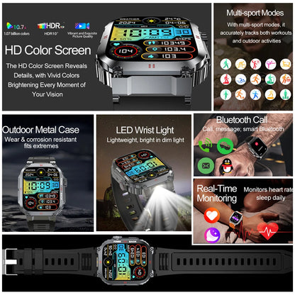 Men's Outdoor Sports Bluetooth Call Smart Watch 1.91 Inch Full Screen Touch Flashlight 110+ Sport Mode Smartwatch 2025 New