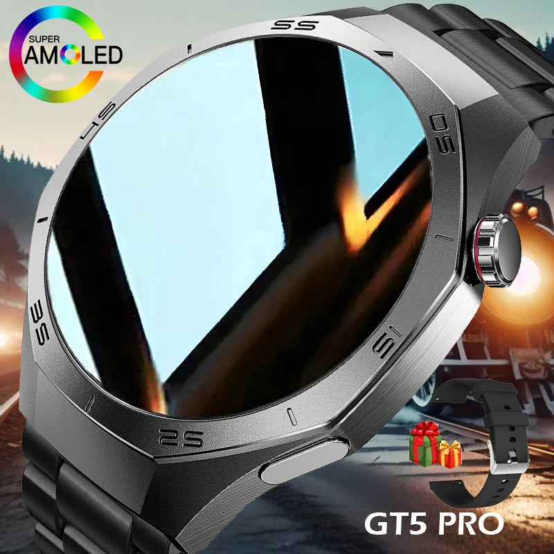 New GT5 Pro Sport Smart Watch Men HD AMOLED Screen GPS Motion Trajectory Heart Rate Bluetooth Call 1.52" NFC SmartWatch IP68+box