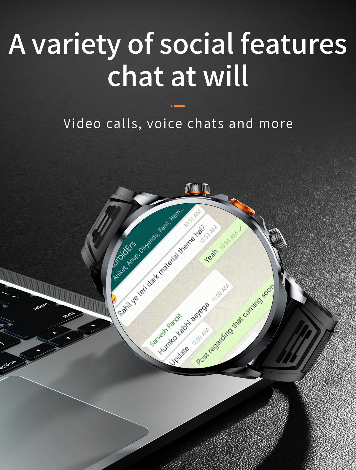 2024 H18 Smart Watch 1.85'' Large Screen HD Display 5G SIM Card WIFI Video Call Side Camera Fitness Tracker Pedometer for Men