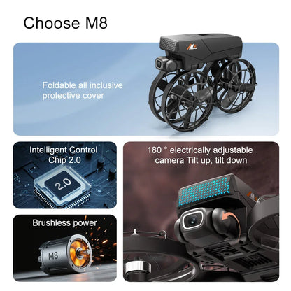 For Xiaomi M8 Drone 4K Professional Dual Camera with Screen 5G WIFI FPV Dron Brushless Optical Flow Hover Folding GPS Quadcopter