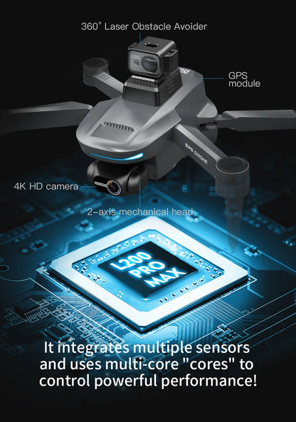 LYZRC L200 PRO MAX Camera Drone 4K Professional 2-Axis PTZ GPS Dron Brushless 360 Obstacle Avoidance 5G WIFI Foldable Quadcopter
