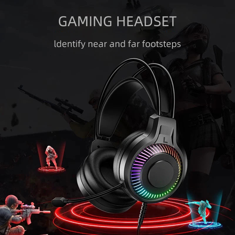Goldpo G20 Gaming Headphones For PC/PS4/PS5 7.1 Surround RGB Gaming Headset Gamer USB Wired Headphones with Noise Cancelling Mic