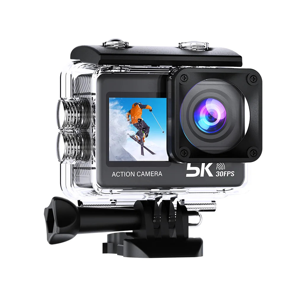 Action Camera 5K 4K60FPS 50MP 2.0 Touch EIS Pre-Record Wireless Mic Wi-Fi 170D DVR Webcam Waterproof 30M 5X Zoom Sports Camera