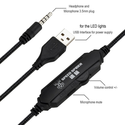 G2000 Gaming Headsets Big Headphones with Light Mic Stereo Earphones Deep Bass for PC Computer Gamer Laptop PS4 New X-BOX