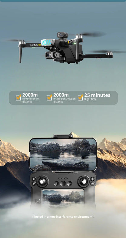 KAI TWO RC Professional Drone 8K HD Dual lens Camera 360°Obstacle avoidance Brushless With screen Three-axis aircraft Drone Toys
