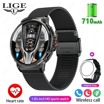 LIGE 1.85 Inch Smart Watch Men 710mAh Battery Long Standby Bluetooth Call Smartwatch New Fitness Watch Sport Tracker Andriod IOS