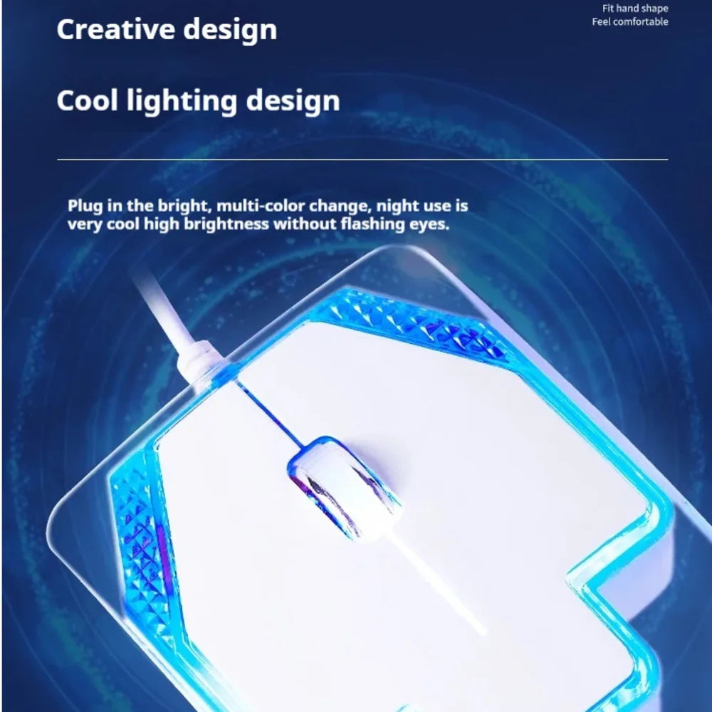 fashionable Wired Transparent Colorful Light-emitting Mouse Ergonomics mute ultra-thin Game Mice For PC Laptop Computer Gifts