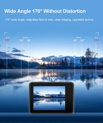 Action Camera 5K 4K60FPS 50MP 2.0 Touch EIS Pre-Record Wireless Mic Wi-Fi 170D DVR Webcam Waterproof 30M 5X Zoom Sports Camera